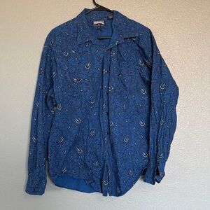 Panhandle Blue Paisley Pearl Snap Button Up Men’s XL